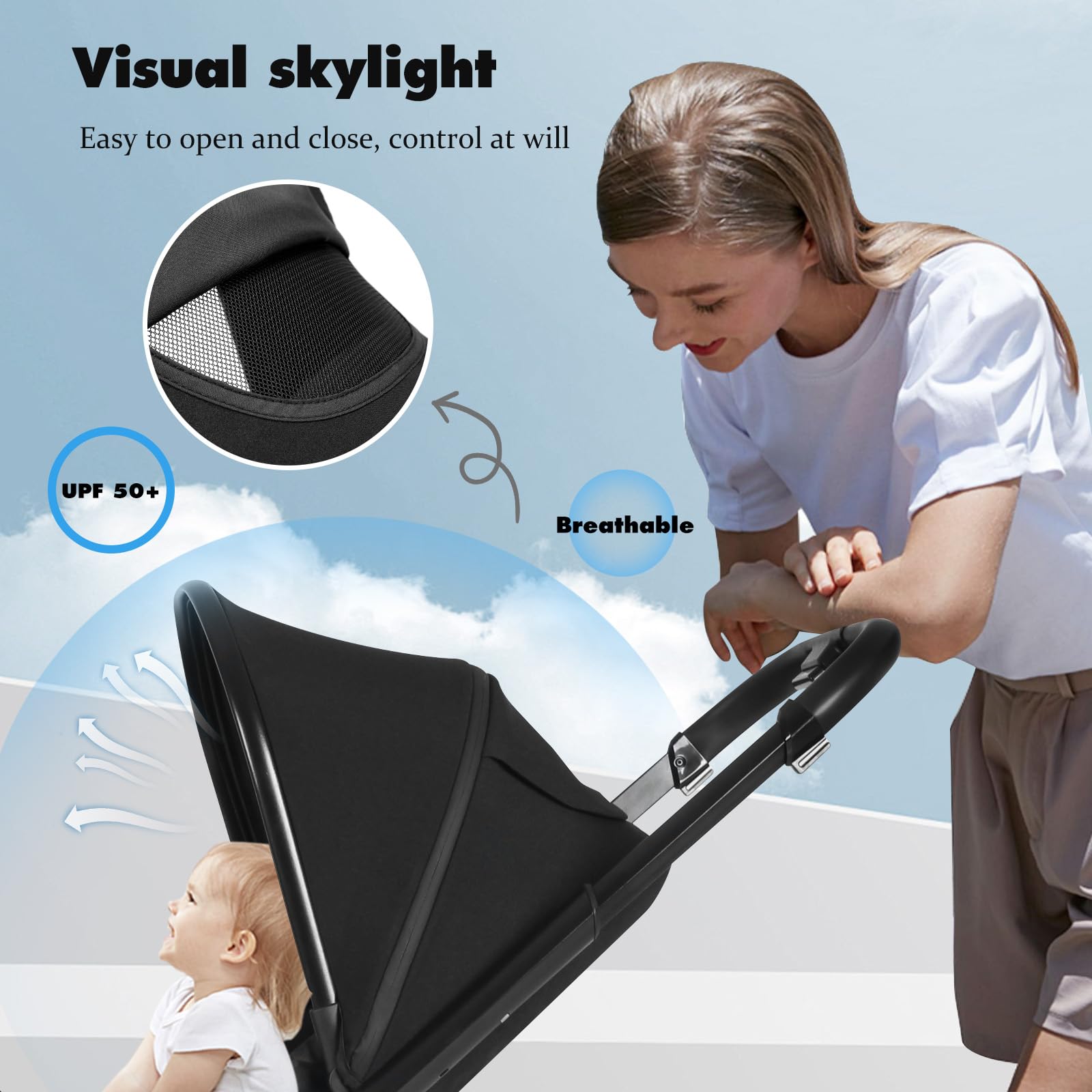 Premium Convertible Baby Stroller with Removable Bassinet & Reversible Seat - Full-Size Aluminum Frame for Smooth Gliding - Perfect for Park Walks, Shopping Trips & Family Outings