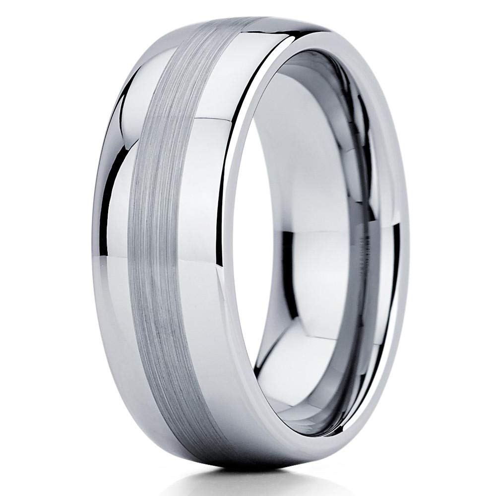 Silly Kings Jewelry Tungsten Wedding Ring for Men & Women – Silver Tungsten Carbide Band, Comfort Fit Anniversary & Engagement Ring – Perfect for Weddings, Proposals & Everyday Wear