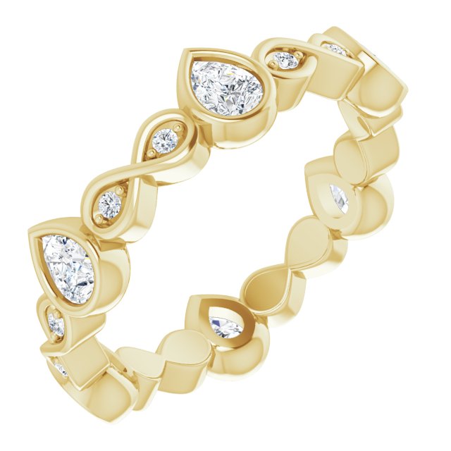 1.36 Carat Bezel Set Pear and Round Diamond Eternity Band Wedding Ring - Perfect for Bridal Jewelry, Anniversary Gifts & Special Occasions