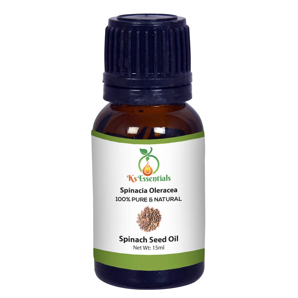 Ks Essentials 100% Pure Spinach Seed Oil (Spinacia oleracea) - Natural Therapeutic Grade Cold Pressed 15ml - For Skin Care, Hair Growth & Aromatherapy Use