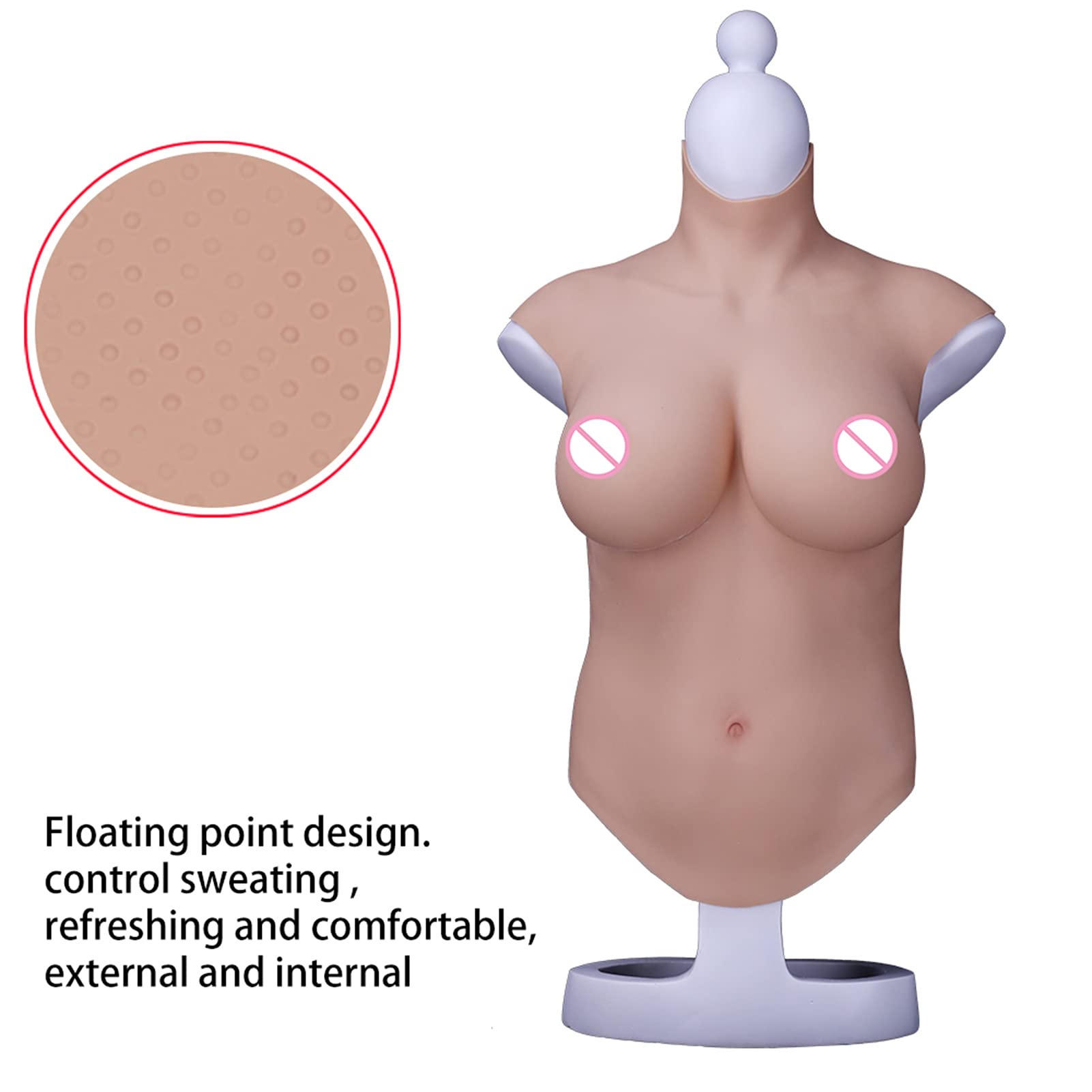 Premium C D E Cup Silicone Breast Forms - Realistic Half Body Suit for Crossdressers, Drag Queens & Transgender - Natural Looking Fake Boobs Breastplate for Cosplay, Theater & Everyday Wear