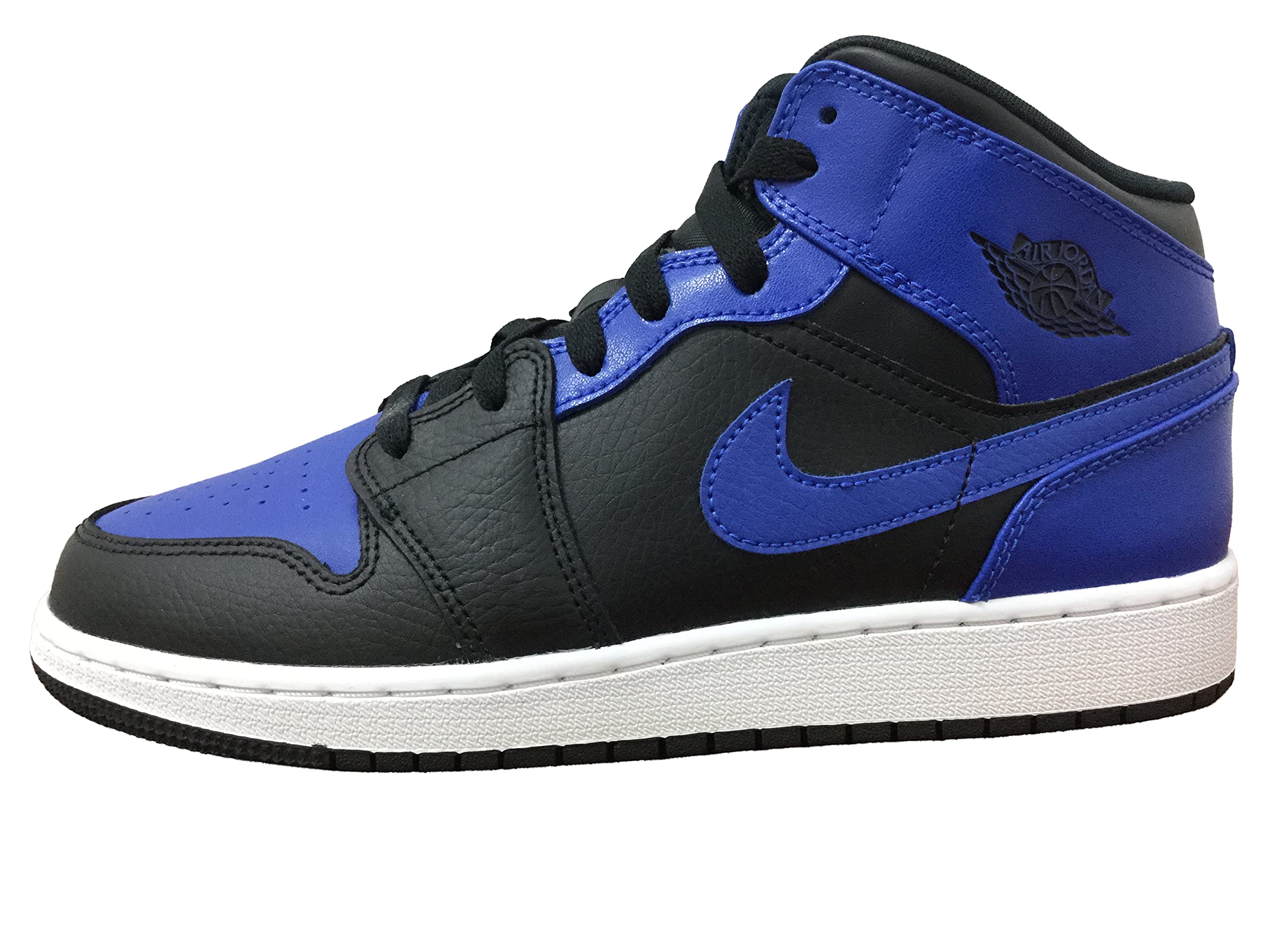 Air Jordan 1 Mid GS Big Kids Basketball Shoes - Black/Hyper Royal/White - Size 7 Youth - Stylish Sneakers for School, Sports & Casual Wear