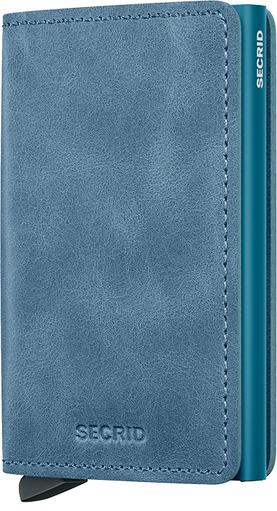 Secrid Slim Wallet Vintage Teal - RFID Blocking Minimalist Leather Card Holder for Men & Women - Perfect for Travel, Business & Everyday Use