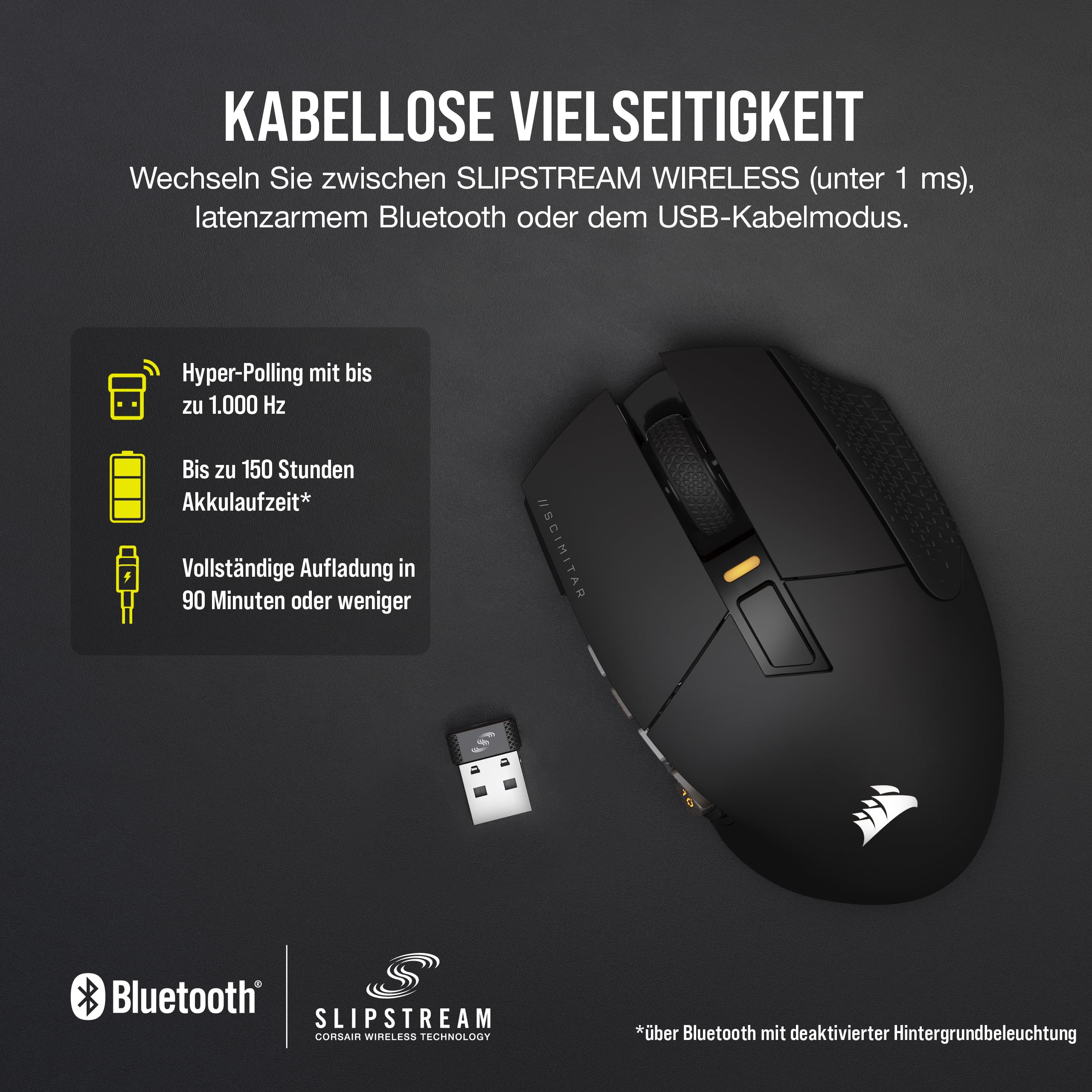 CORSAIR SCIMITAR ELITE WIRELESS MMO Gaming Mouse - 26,000 DPI Optical Sensor - 16 Programmable Buttons - Up to 150 Hours Battery Life - iCUE Software Compatible - RGB Lighting - Ergonomic Design for PC, PS5, PS4, Xbox - Black | Perfect for MMORPG, FPS, and Long Gaming Sessions