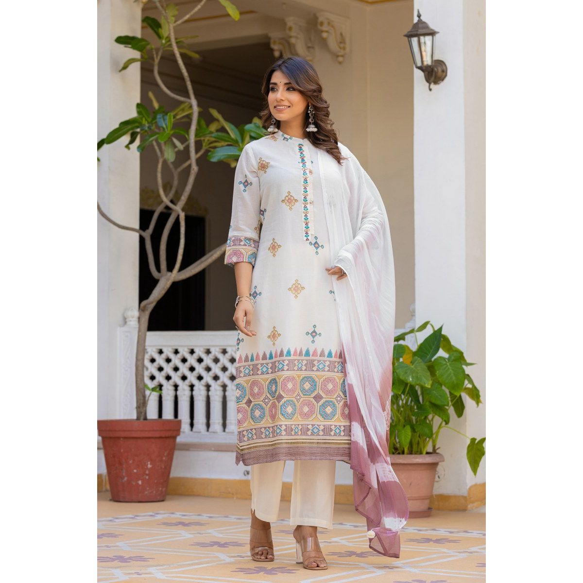 Stylish 3-Piece Cotton Kurta Set for Women - Comfortable & Breathable Indian Ethnic Wear - Perfect for Festivals, Weddings & Casual Outings