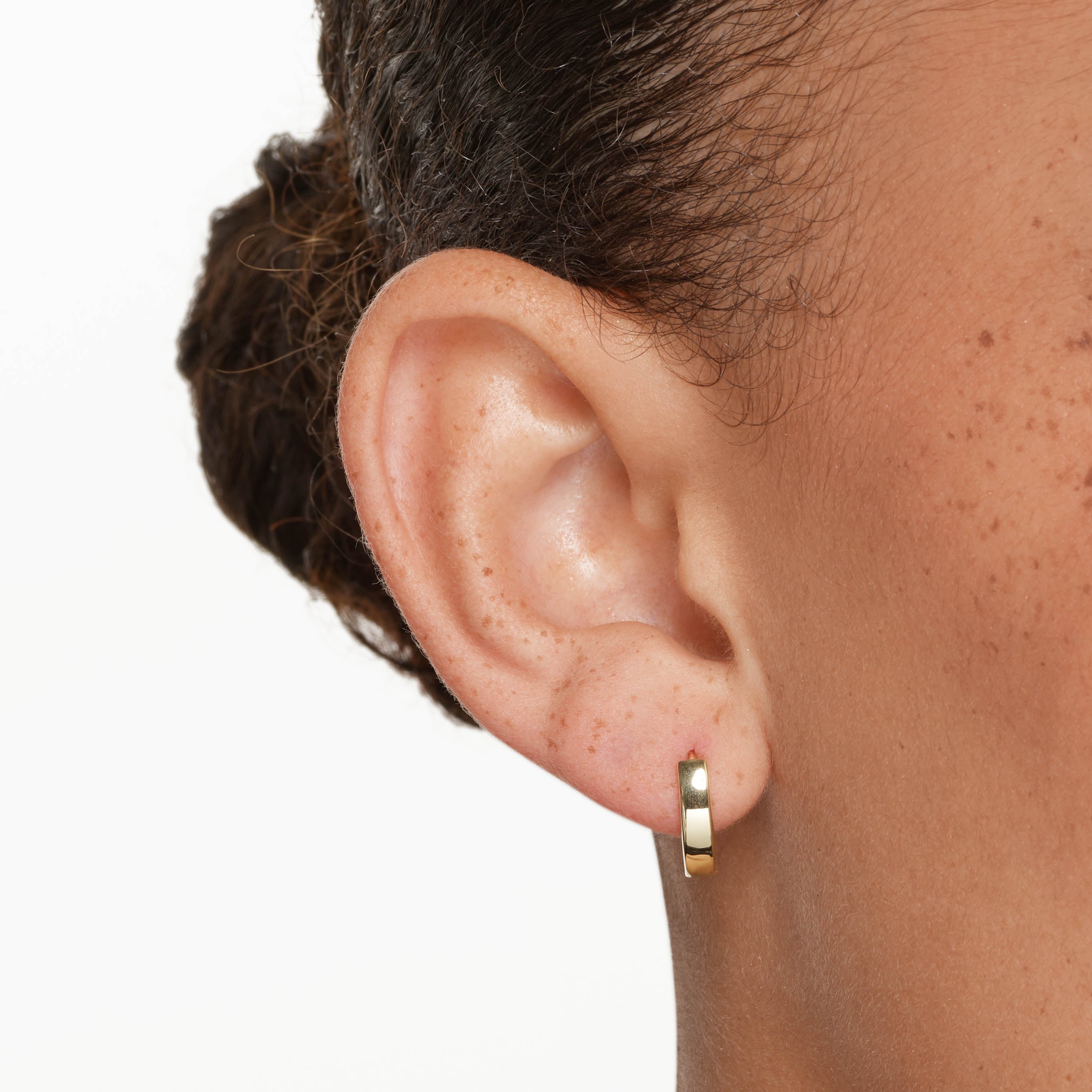 10k Gold Polished Huggie Earrings for Women - Elegant Everyday Hoop Earrings for Work, Date Night & Special Occasions