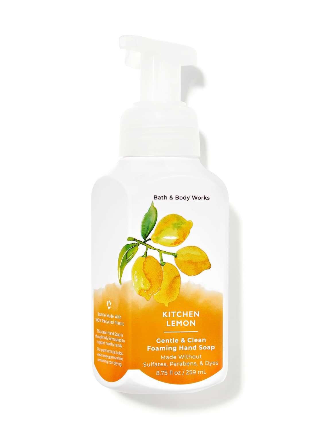 QURA Kitchen Lemon Gentle & Clean Foaming Hand Soap - 8.75 oz (259ml) Refillable Bottle | Natural Citrus Scent for Soft Hands | Perfect for Kitchen, Bathroom & Office Use