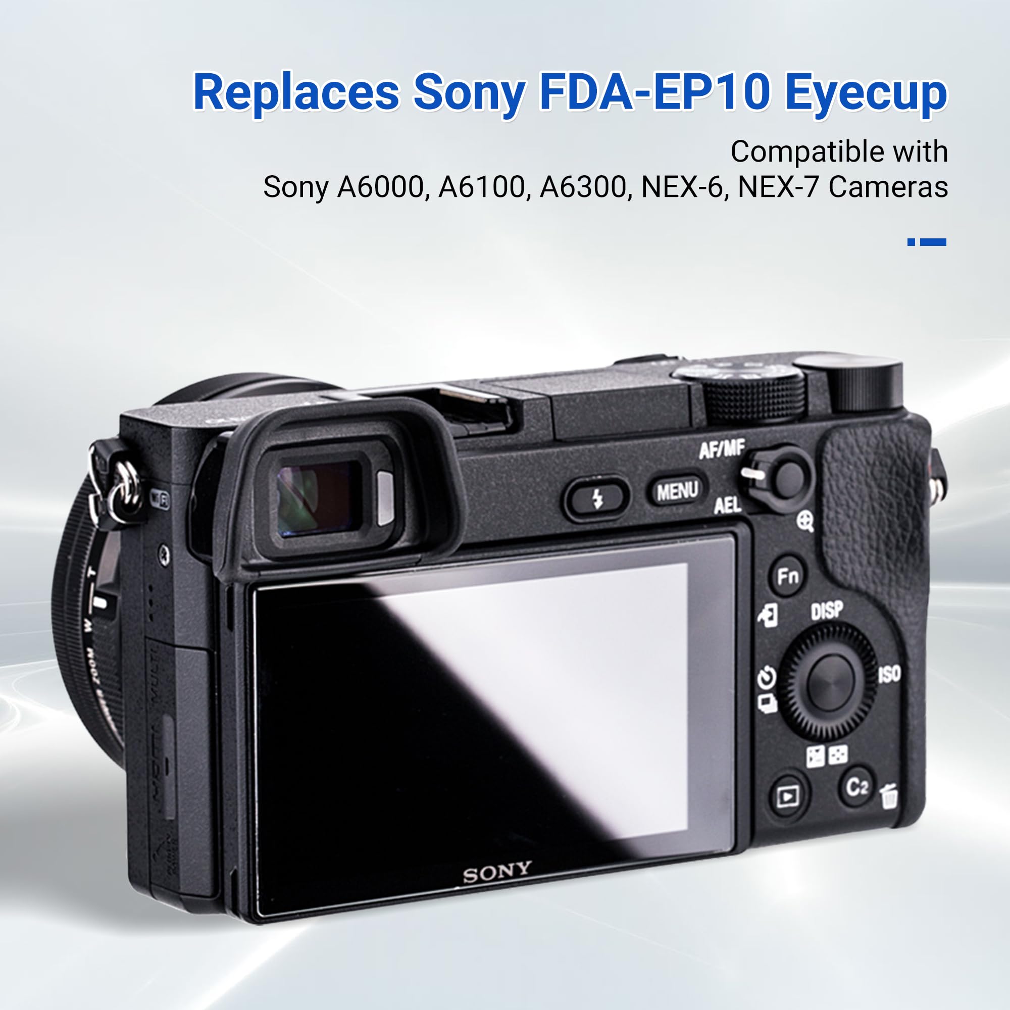 JJC 2-Pack Soft Viewfinder Eyecup Replacement for Sony A6300 A6100 A6000 NEX-6 NEX-7 & FDA-EV2S - Compatible with Sony FDA-EP10 Eyepiece - Perfect for Outdoor Photography, Travel & Low-Light Shooting
