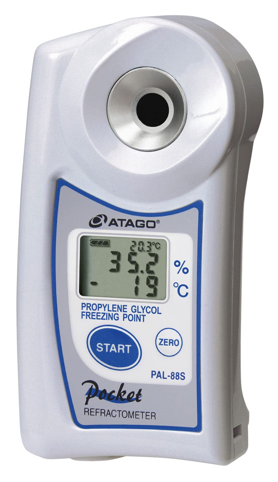 Atago 4488 PAL-88S Digital Handheld Pocket Refractometer for Coolant Testing - Dual Scale Propylene Glycol & Freezing Point (°C) - Ideal for Automotive, HVAC and Industrial Applications