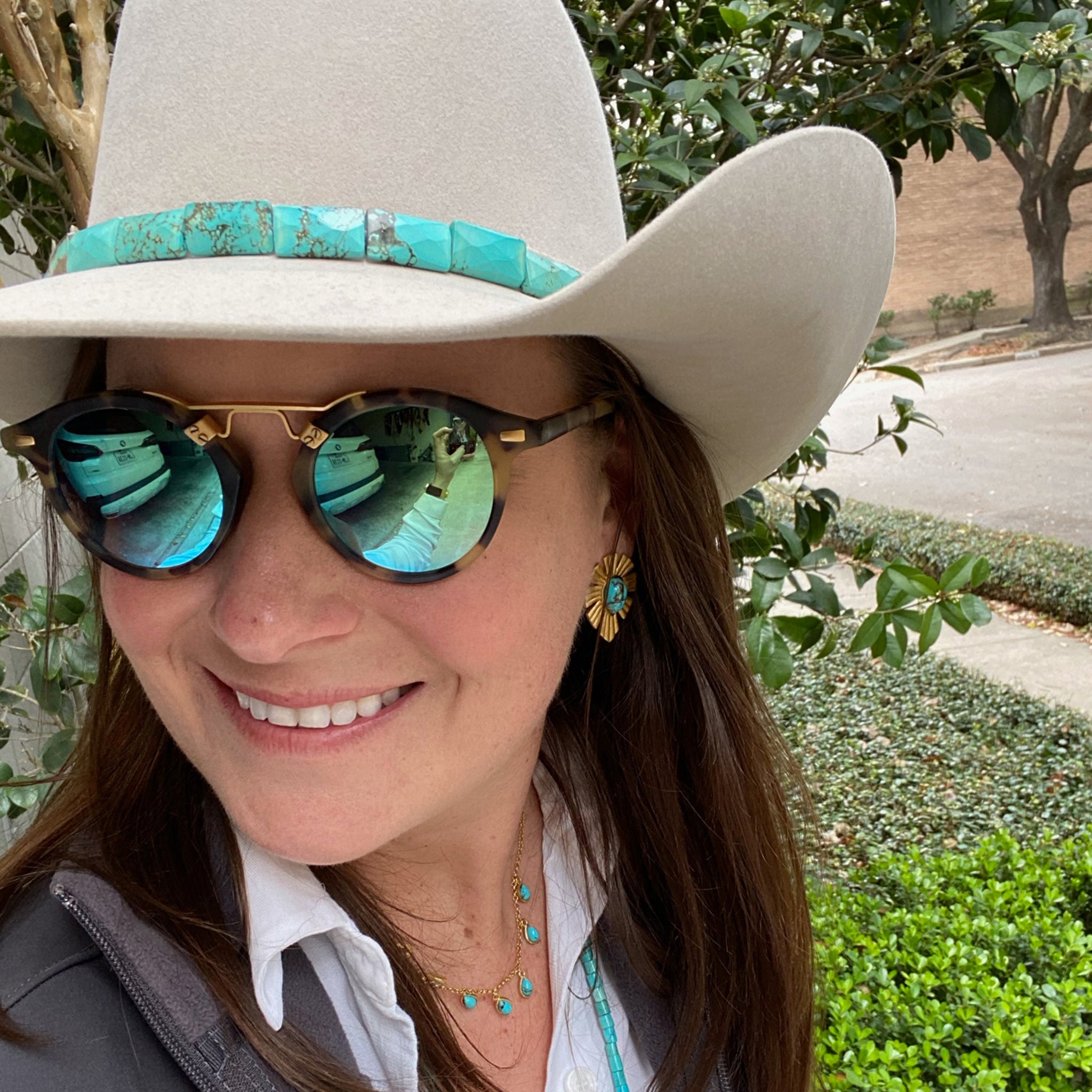 Handmade Faceted Turquoise Hat Band for Cowboy Hats - Western Style Accessory for Rodeo, Music Festivals & Outdoor Events