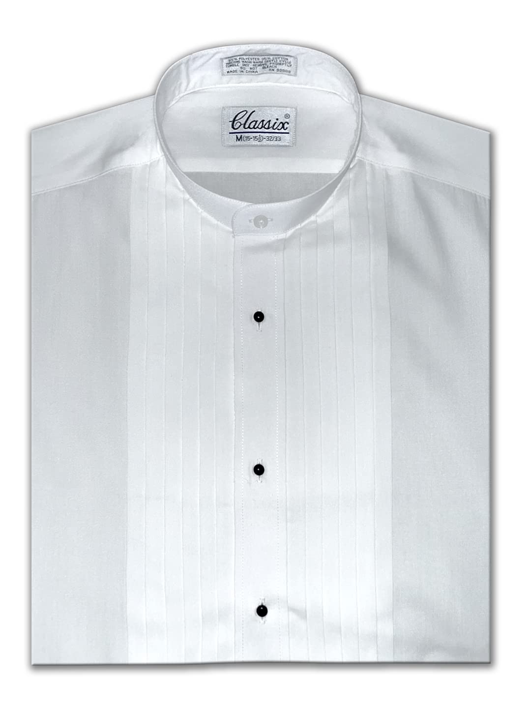 Men's Banded Collar Dress Shirt with 1/2