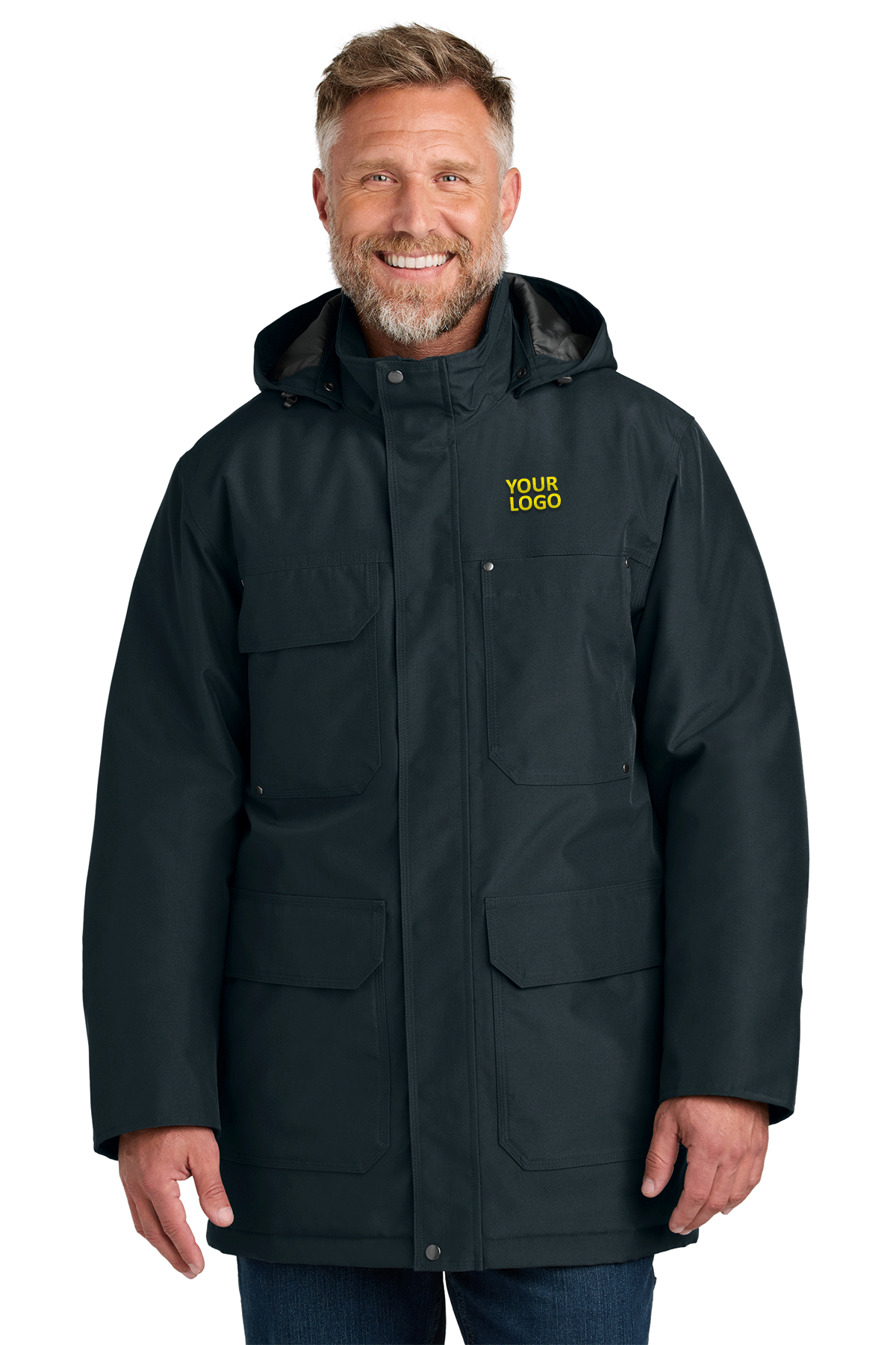CornerStone Elements Insulated Custom Parkas for Men & Women - Navy Blue Winter Jacket for Outdoor Activities & Cold Weather Protection