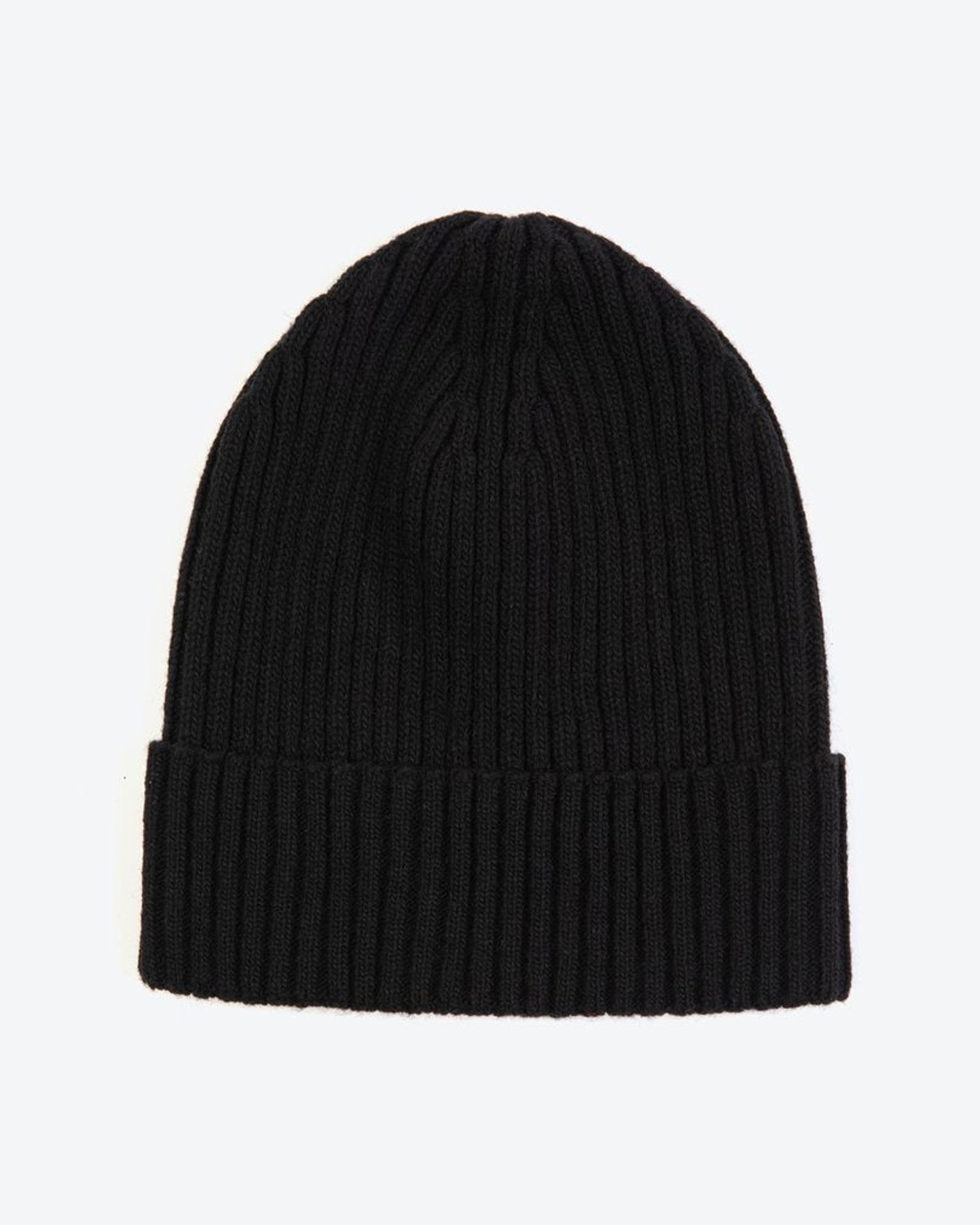 Miss Pompom Black Wool Ribbed Beanie - Warm Winter Hat for Women, Soft Knit Slouchy Beanie with Ribbed Texture - Perfect for Cold Weather, Outdoor Activities & Casual Style