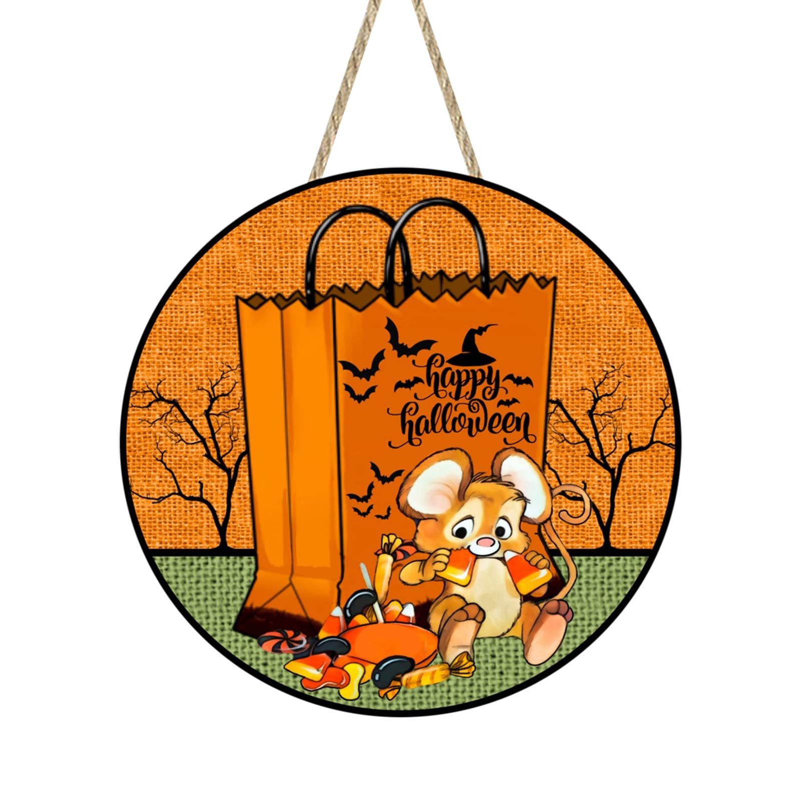 CLVELLI Halloween Wooden Door Hanging Sign - Happy Halloween Decorative Ornament for Home, Party & Outdoor Decor - Ceramic Easter Decor (Multicolor, One Size) - Perfect for Halloween Parties, Front Door Decor & Seasonal Home Decoration
