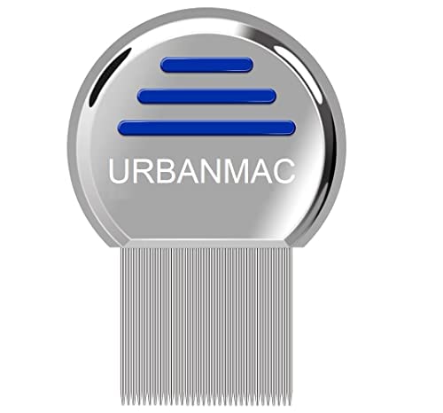 URBANMAC Stainless Steel Lice Comb for Head Lice & Nits Removal - Professional Lice Treatment Comb for Kids & Adults - Grey (Perfect for Home, School & Travel Use)