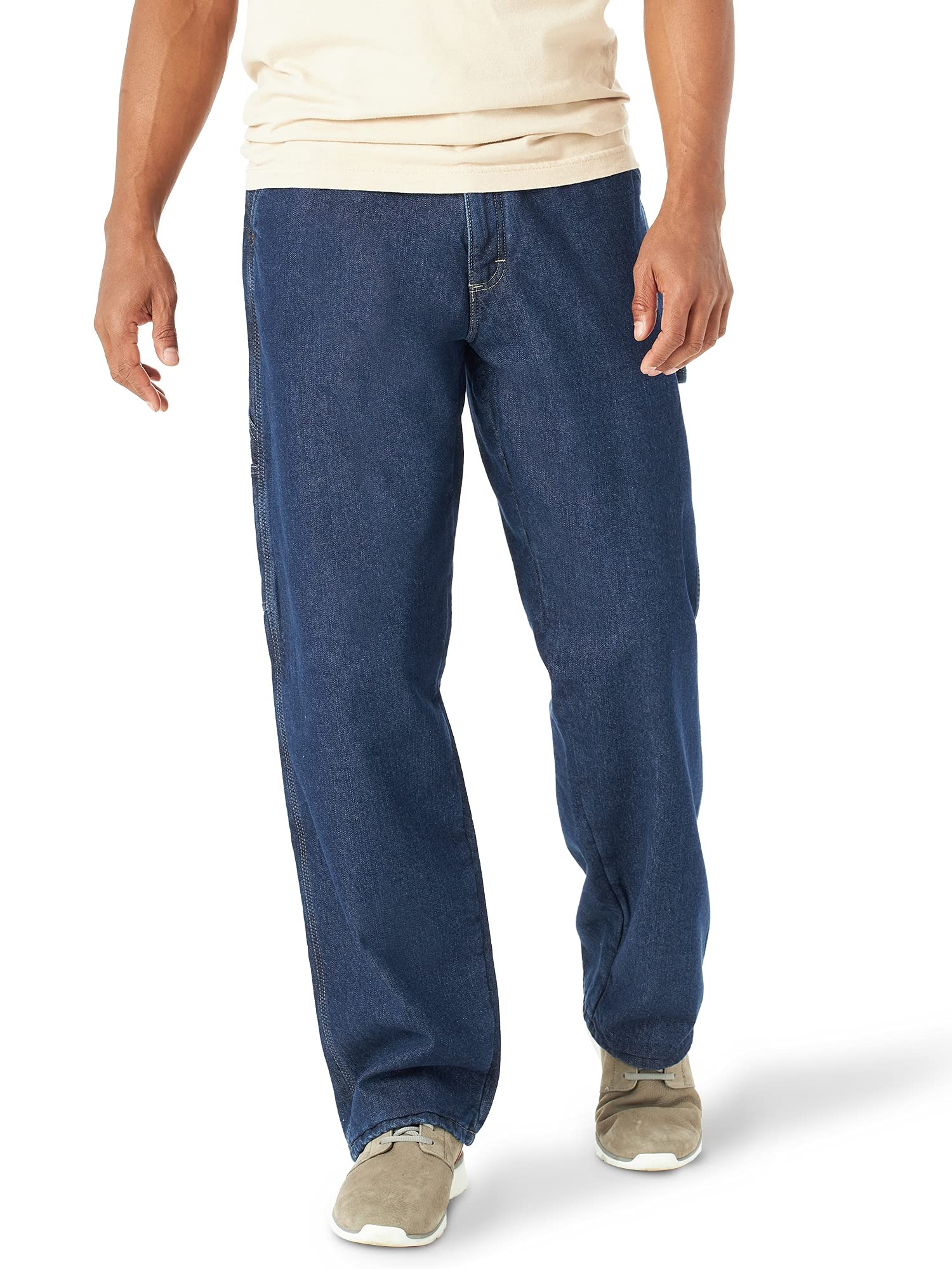 Wrangler Authentics Men's Fleece Lined Carpenter Jeans - Durable Work Pants for Construction, Outdoor & Winter Wear