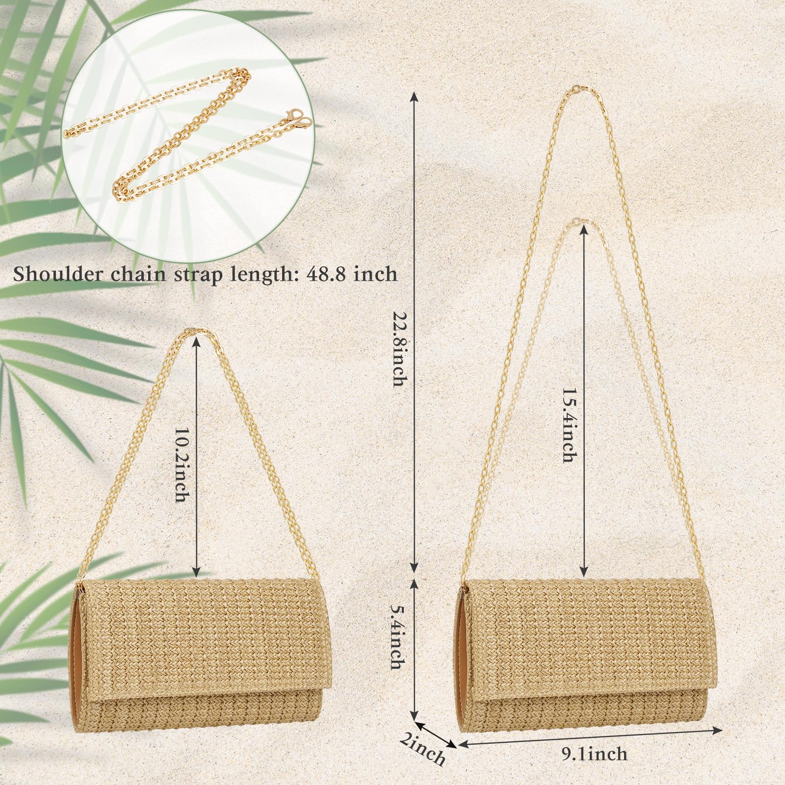 Kseymeir Straw Clutch Purse - Crossbody Shoulder Bag | Raffia Handbag for Women | Summer Beach Travel Accessory | Trendy Envelope Purse for Vacation, Wedding & Outdoor Events