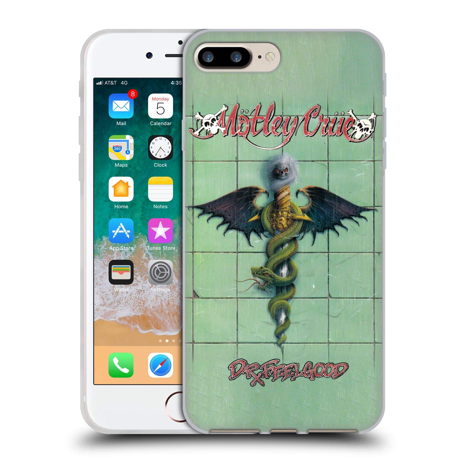 Officially Licensed Motley Crue Dr. Feelgood Album Soft Gel Case for Apple iPhone 7 Plus/iPhone 8 Plus - Durable Protection & Stylish Design for Music Fans & Concert Goers