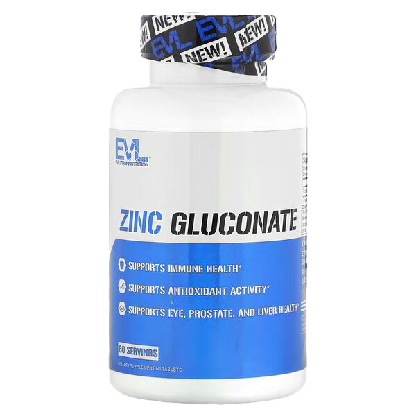 EVLution Nutrition Zinc Gluconate 60 Tablets - Immune Support & Wellness Supplement for Men & Women - Perfect for Daily Health, Gym Recovery & Immune Boosting