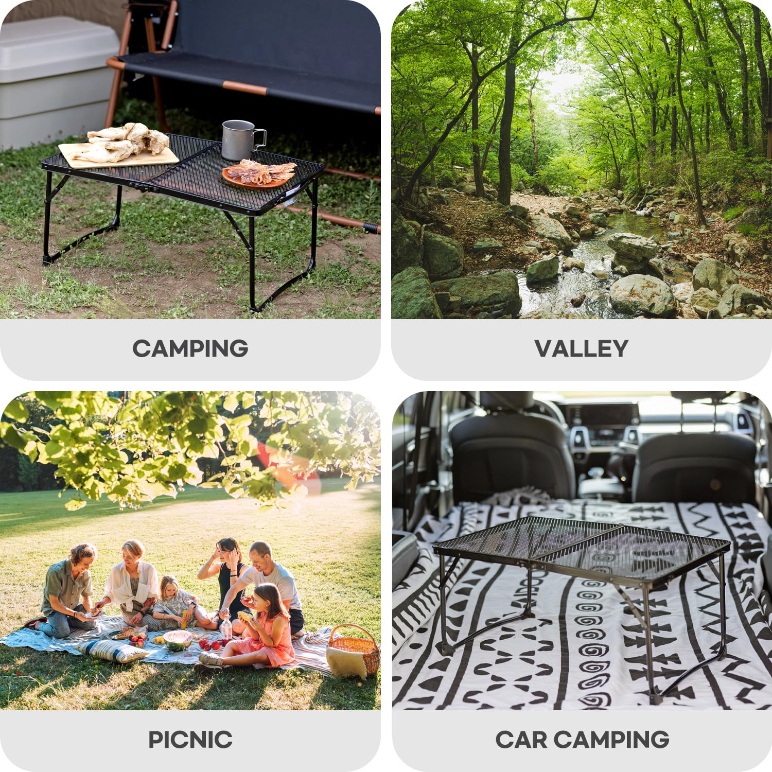 Portable Folding Grill Table - Lightweight Outdoor Camping Cooking Table with Mesh Desktop & Carry Handle - Perfect for BBQ, Picnic, Tailgating & Backyard Parties