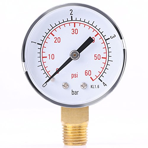 0-60psi Mini Dial Vacuum Pressure Gauge with Double Scale - Measures Water, Oil, Air & Fuel | Perfect for HVAC Systems, Automotive Repair & Industrial Applications