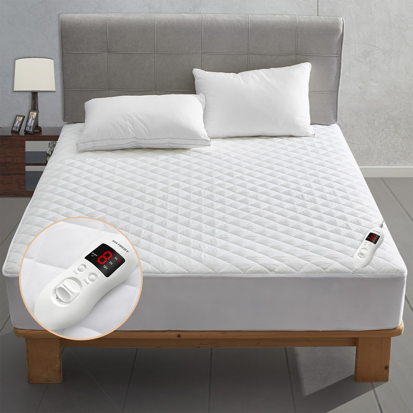 Electric Heated Mattress Pad Full Size - 8 Heat Settings & 4 Auto Shut Off - UL Certified Deep Pocket Bed Warmer - Machine Washable White - Perfect for Cold Nights & Winter Comfort