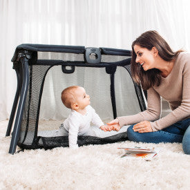 Chicco Alfa Lite Lightweight Travel Playard - Portable Baby Crib for Travel & Home Use, Midnight Blue - Perfect for Nursery, Daycare & On-the-Go Parents