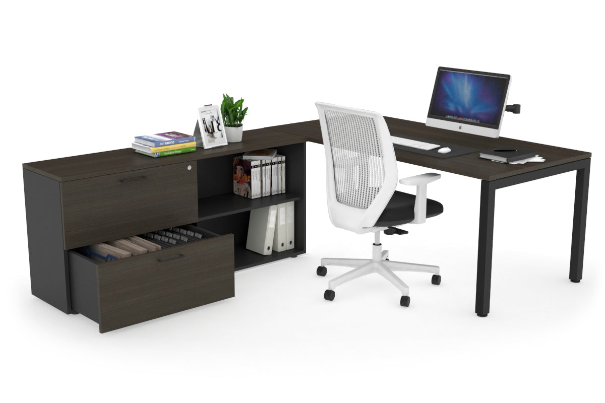 Quadro Square Executive Black Frame Office Desk [1800L x 700W] - Modern Workspace Solution for Home & Business Offices