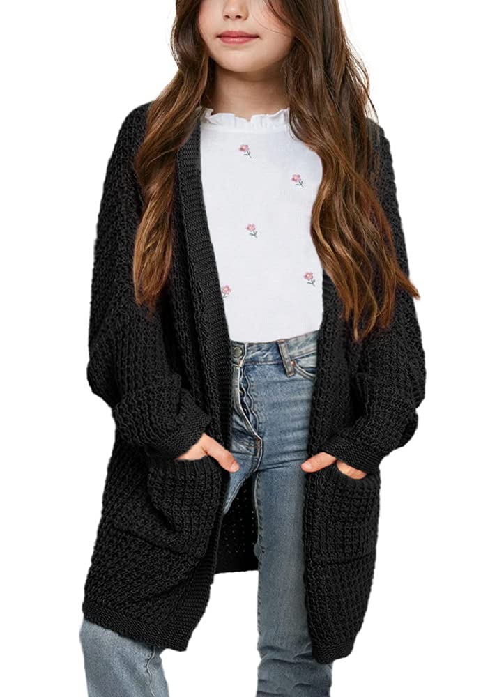 SySea Women's Batwing Long Sleeve Cardigan - Open Front Chunky Knit Sweater Coat with Pockets | Casual Fall Winter Fashion for Office, Date Night & Layering