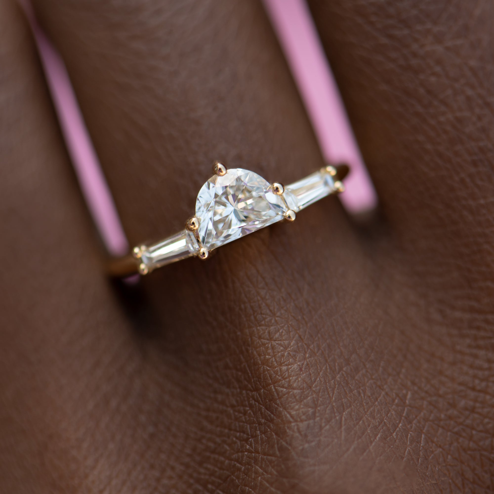 Half Moon Diamond Ring with Tapered Baguette Beams - Elegant Wedding Band for Women | Perfect for Engagement, Anniversary & Special Occasions