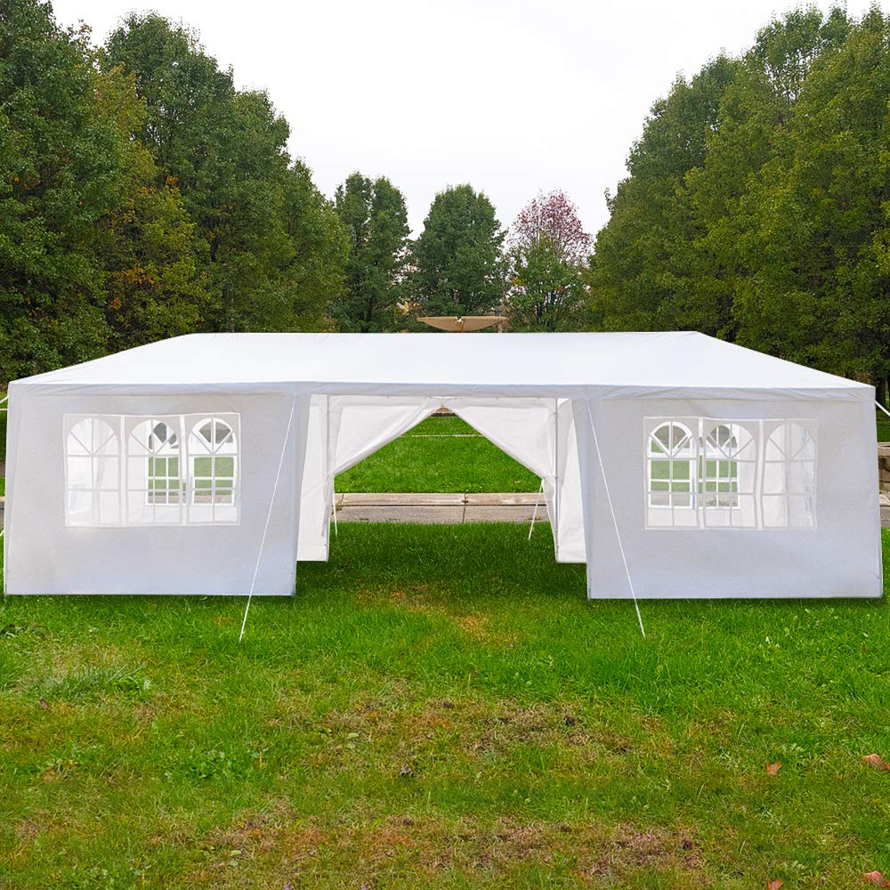 10x30 Feet 8-Panel Canopy Tent with Windows & Double Doors - UV Coated Waterproof Outdoor Shelter for Parties, Camping, and Backyard Events