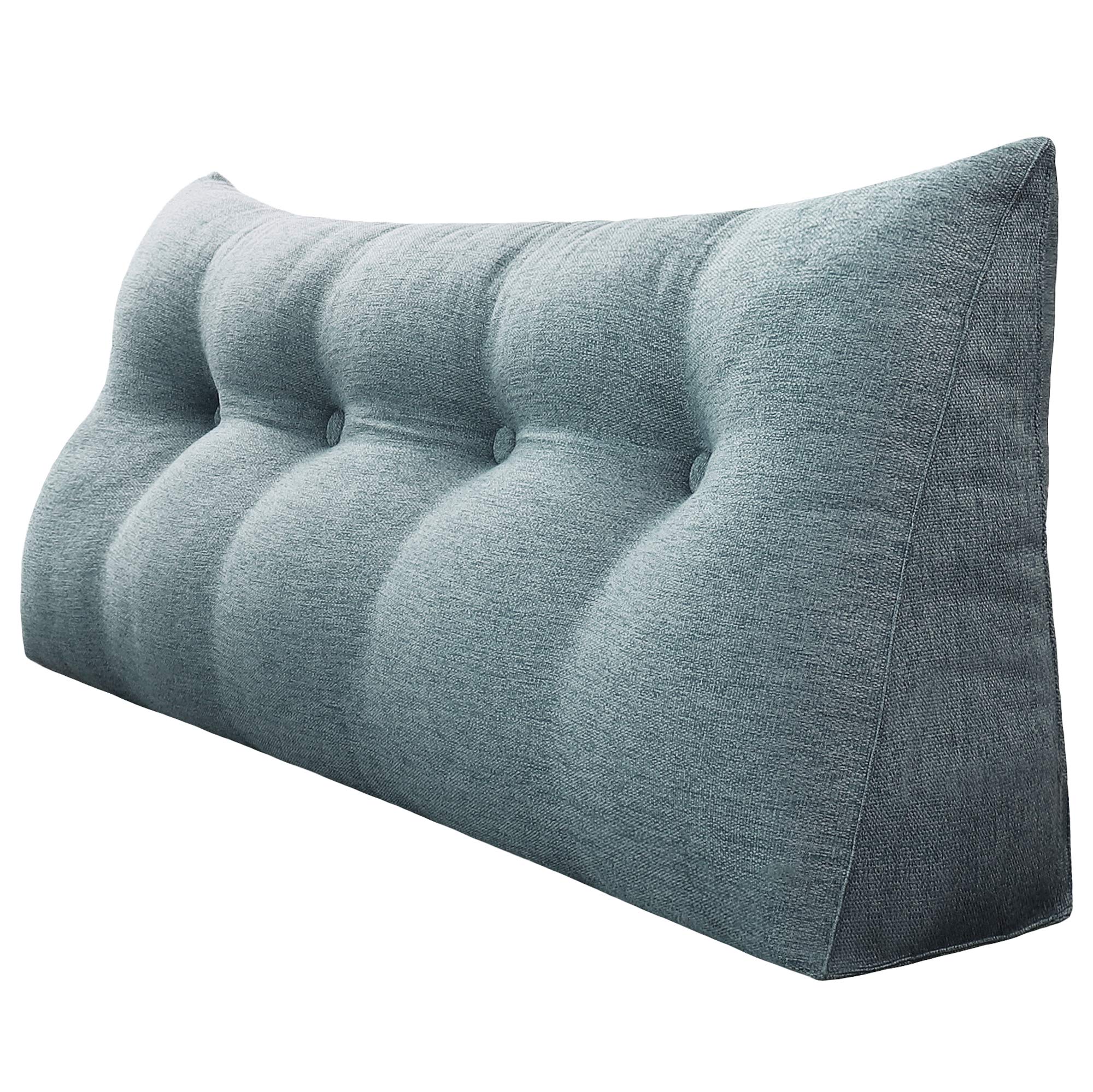 WOWMAX Large Triangular Reading Pillow - Wedge Bolster Headboard Support with Removable Gray Linen Cover - Perfect for Daybeds, Bunk Beds & Backrest Positioning (Great for Reading, Watching TV & Relaxing in Bed)