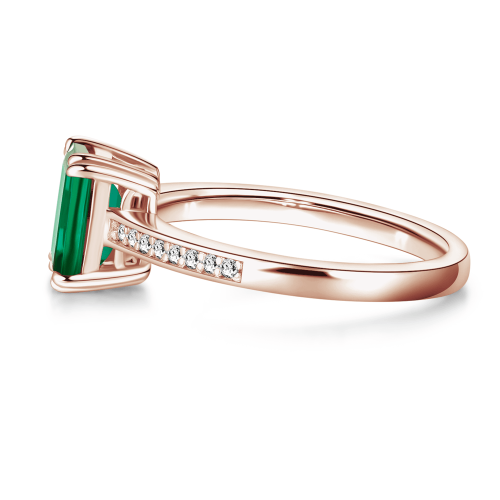 Exquisite Petite Micropavé Emerald Cut Emerald Ring for Women - Elegant Wedding, Engagement & Anniversary Jewelry Gift