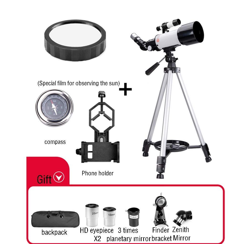 70mm Aperture 400mm AZ Mount Refractor Telescope for Astronomy Beginners & Kids - Portable Travel Telescope with Tripod for Stargazing, Camping & Outdoor Adventures (Package A)
