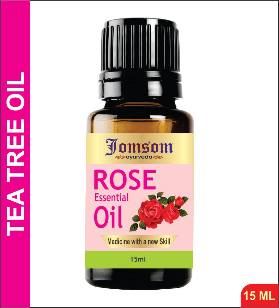 Pure Ayurvedic Rose Essential Oil (Gulab Oil) - 100% Undiluted, Natural Therapeutic Grade with Glass Dropper for Aromatherapy, Relaxation, Skin Care, Diffusers, Lotions, Soaps & Perfumes - Perfect for Spa, Massage, Meditation & Home Fragrance (15ml)