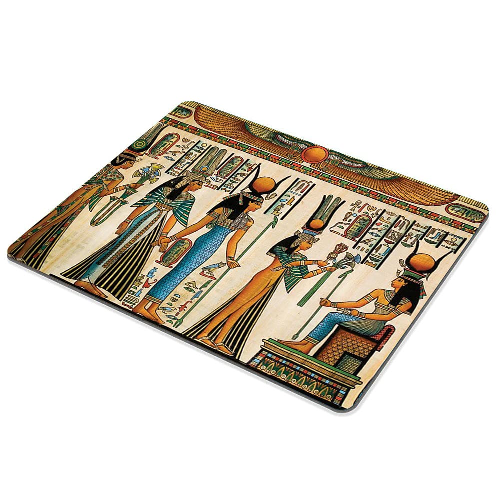 Premium Egyptian Mouse Pad - Queen Nefertari Offering to Isis Design | Non-Slip Rubber Gaming Mouse Mat for PC & Laptop | Perfect for Office, Gaming & Home Workspaces