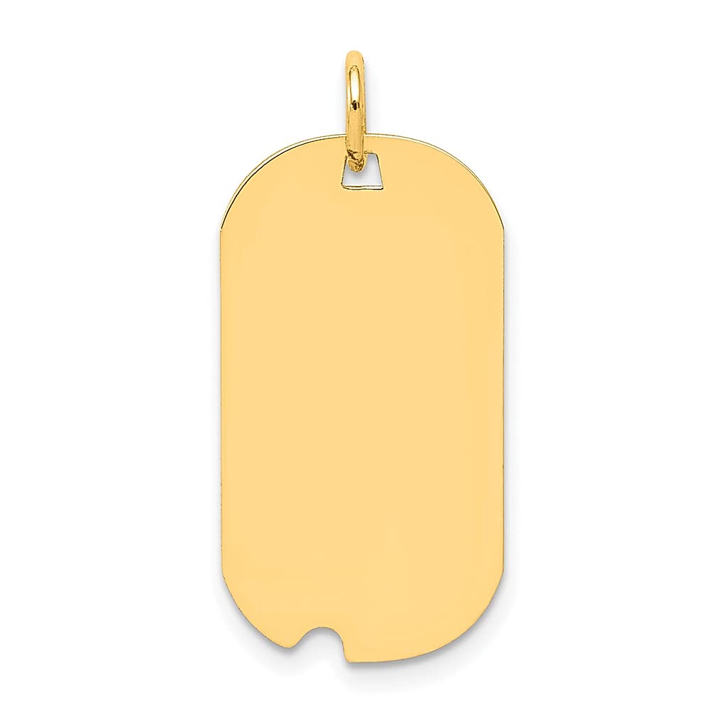 14K Yellow Gold Engravable Dog Tag Charm Pendant Necklace for Women - Personalized Fine Jewelry Gift for Her - Perfect for Birthdays, Anniversaries & Special Occasions