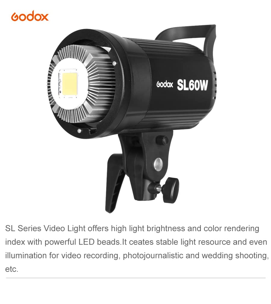 Godox SL-60W 95+ CRI LED Video Light with Bowens Mount, Remote Control & P60 Parabolic Softbox - Professional Studio Lighting Kit for YouTube, Photography, Live Streaming and Film Production