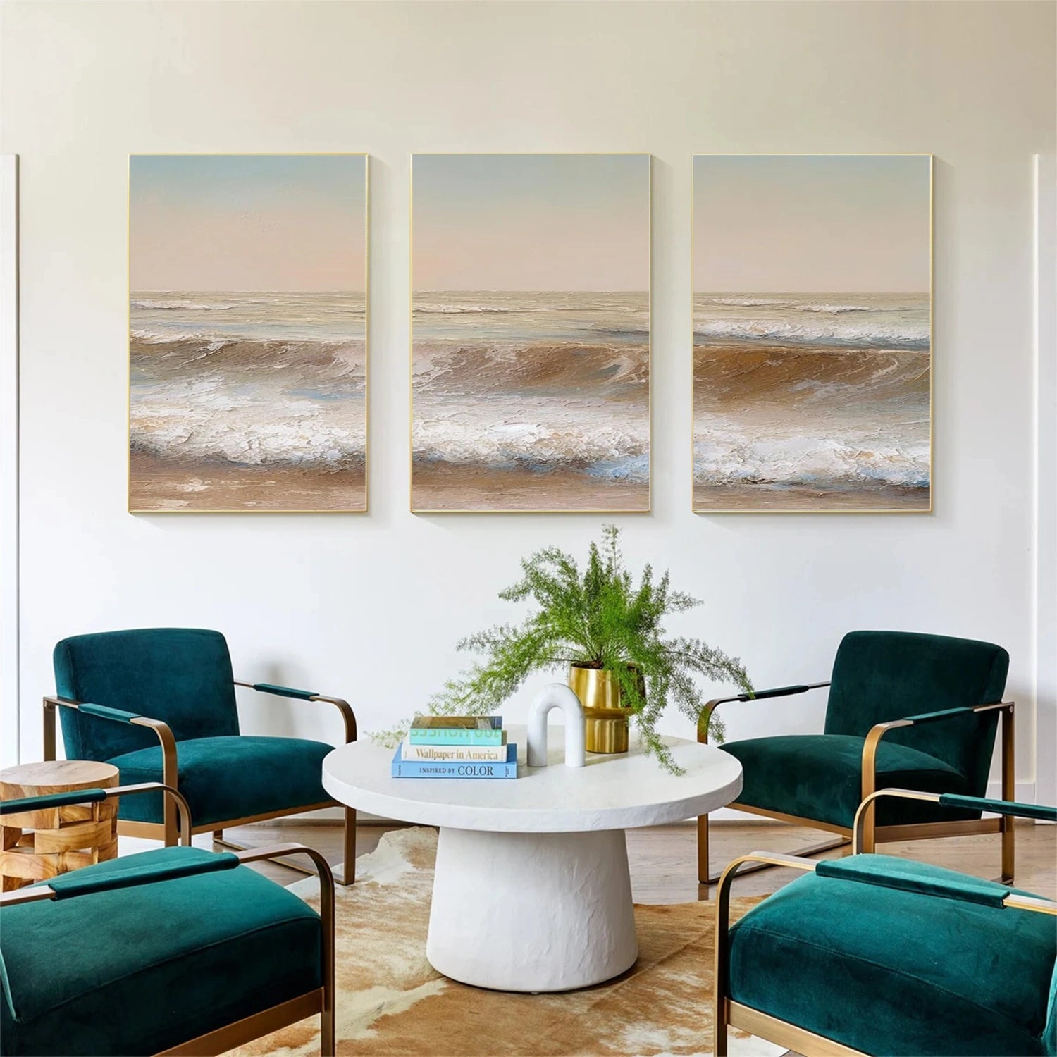 Ocean and Sky Painting Set of 3 - Coastal Wall Art for Living Room, Bedroom & Office Decor | Modern Seascape Canvas Prints | #OS256