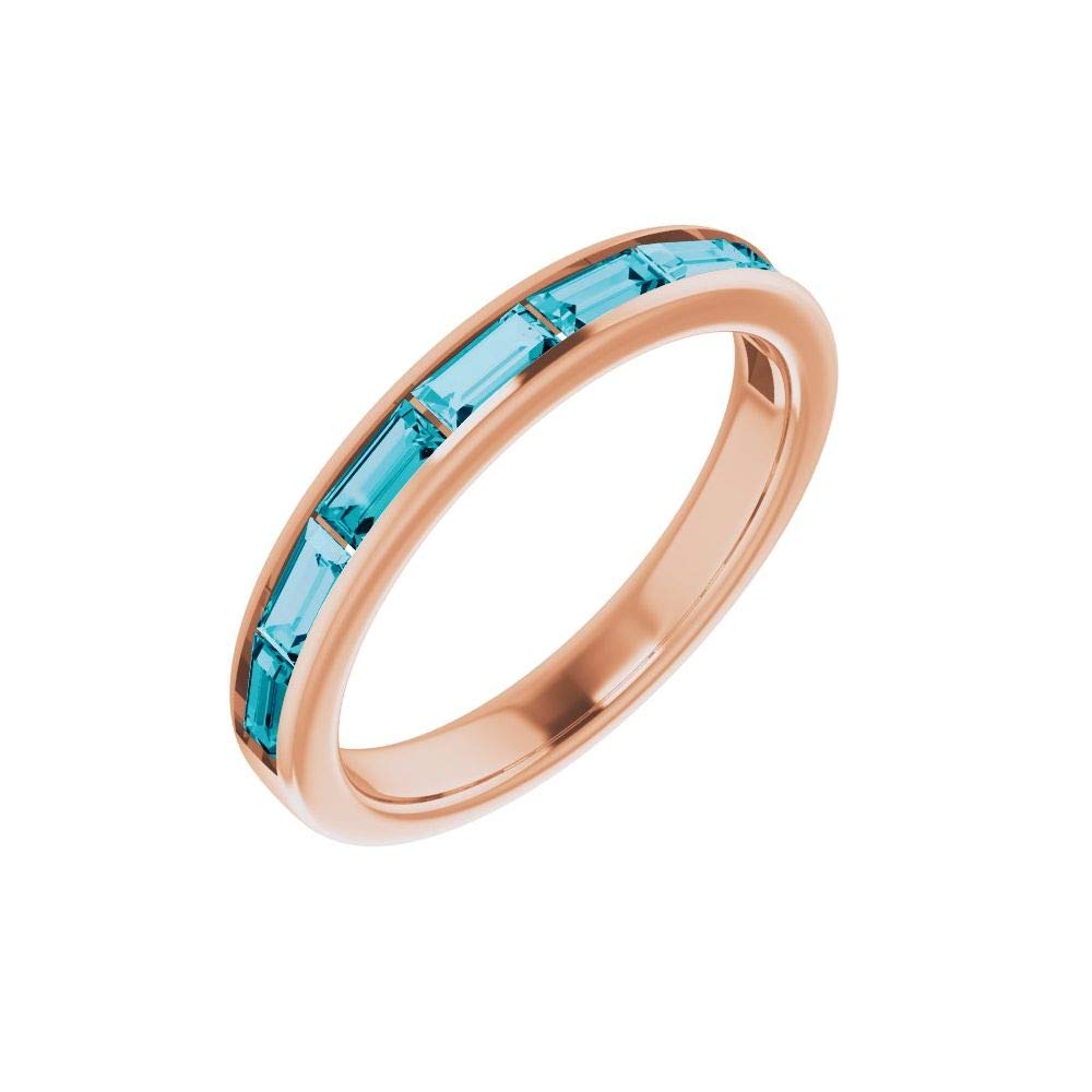 14K Rose Gold London Blue Topaz Ring for Women - Size 5, 27.8mm Band Width - Elegant Wedding Band, Anniversary Gift, or Everyday Jewelry
