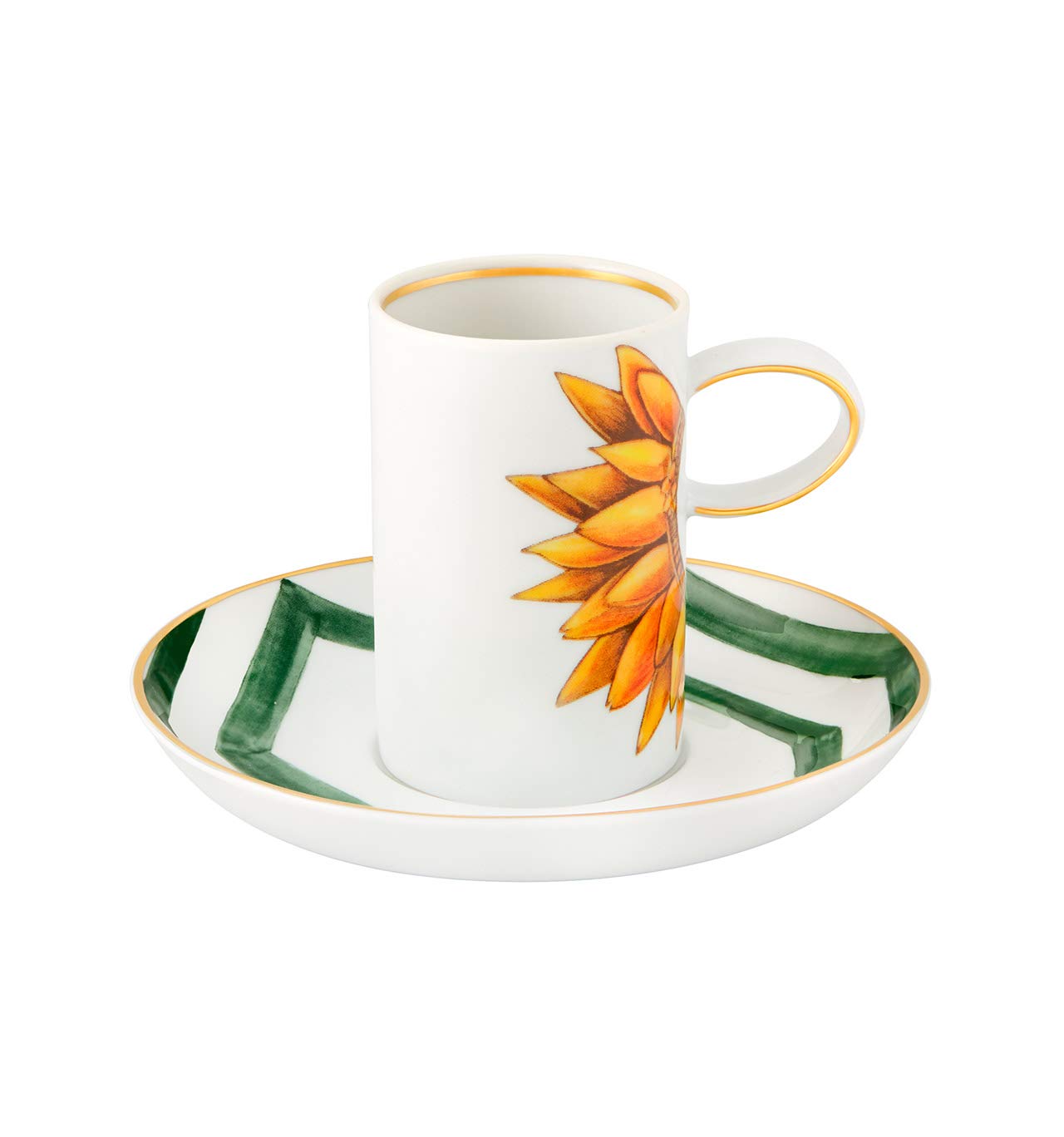 Vista Alegre Amazonia Porcelain Coffee Cup and Saucer Set - 4 Piece Elegant Tea Cup Set for Espresso, Cappuccino & Afternoon Tea - Perfect for Home, Cafe & Gift Giving