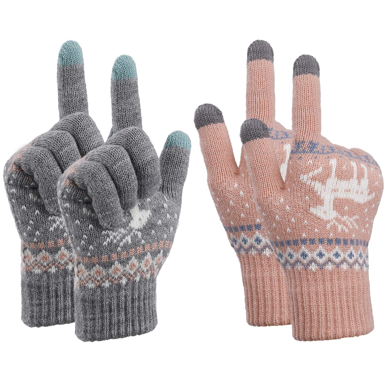 Women's Touch Screen Gloves - Warm Knitted Mittens for Winter & Phone Use