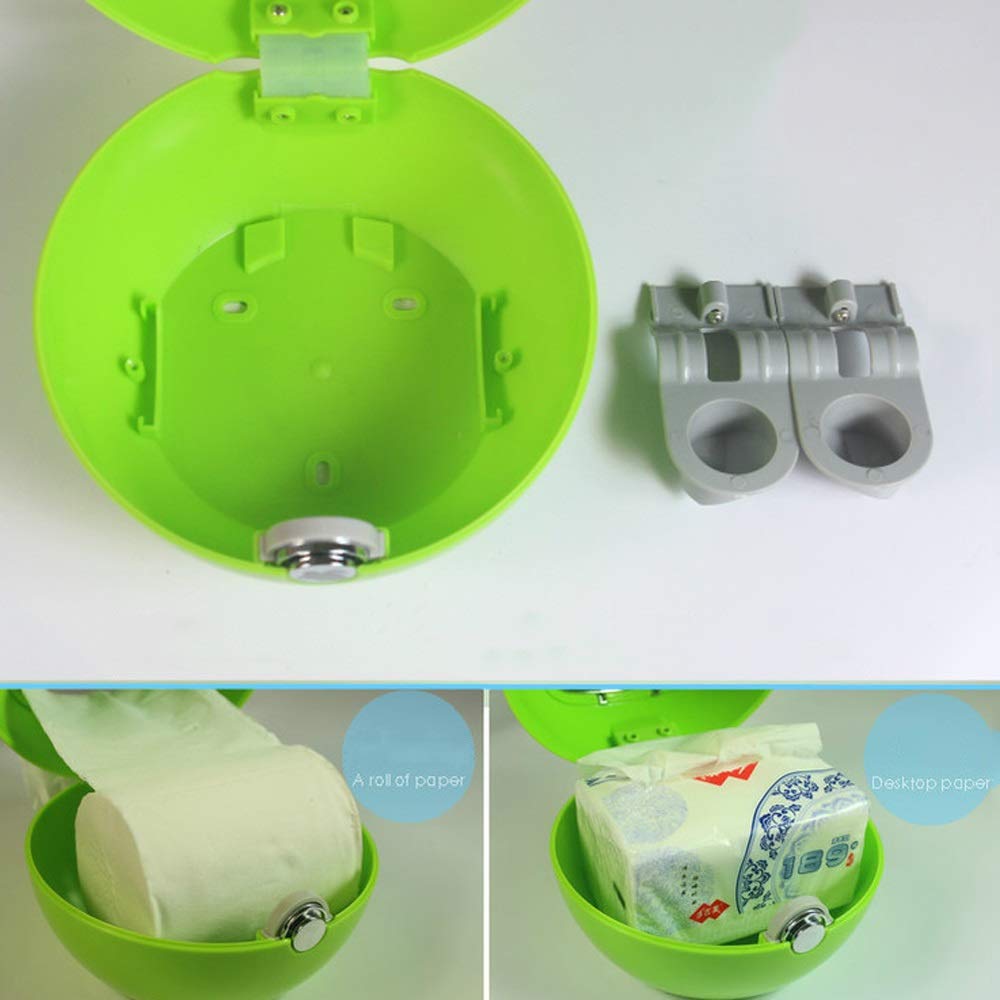 Waterproof ABS Wall Mounted Toilet Paper Holder - Creative Ball Shape Bathroom Tissue Dispenser, Punch-Free Roll Cover, Green - Perfect for Bathroom, Kitchen & RV Storage