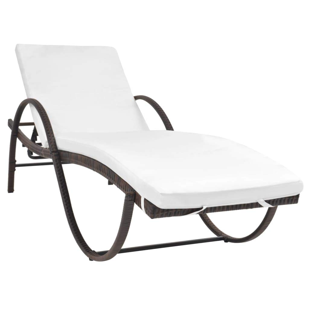 Outdoor Chaise Lounge Chair with Cushions - Adjustable Reclining Poly Rattan Sun Lounger with Side Table - Perfect for Poolside, Patio, Garden & Backyard Relaxation
