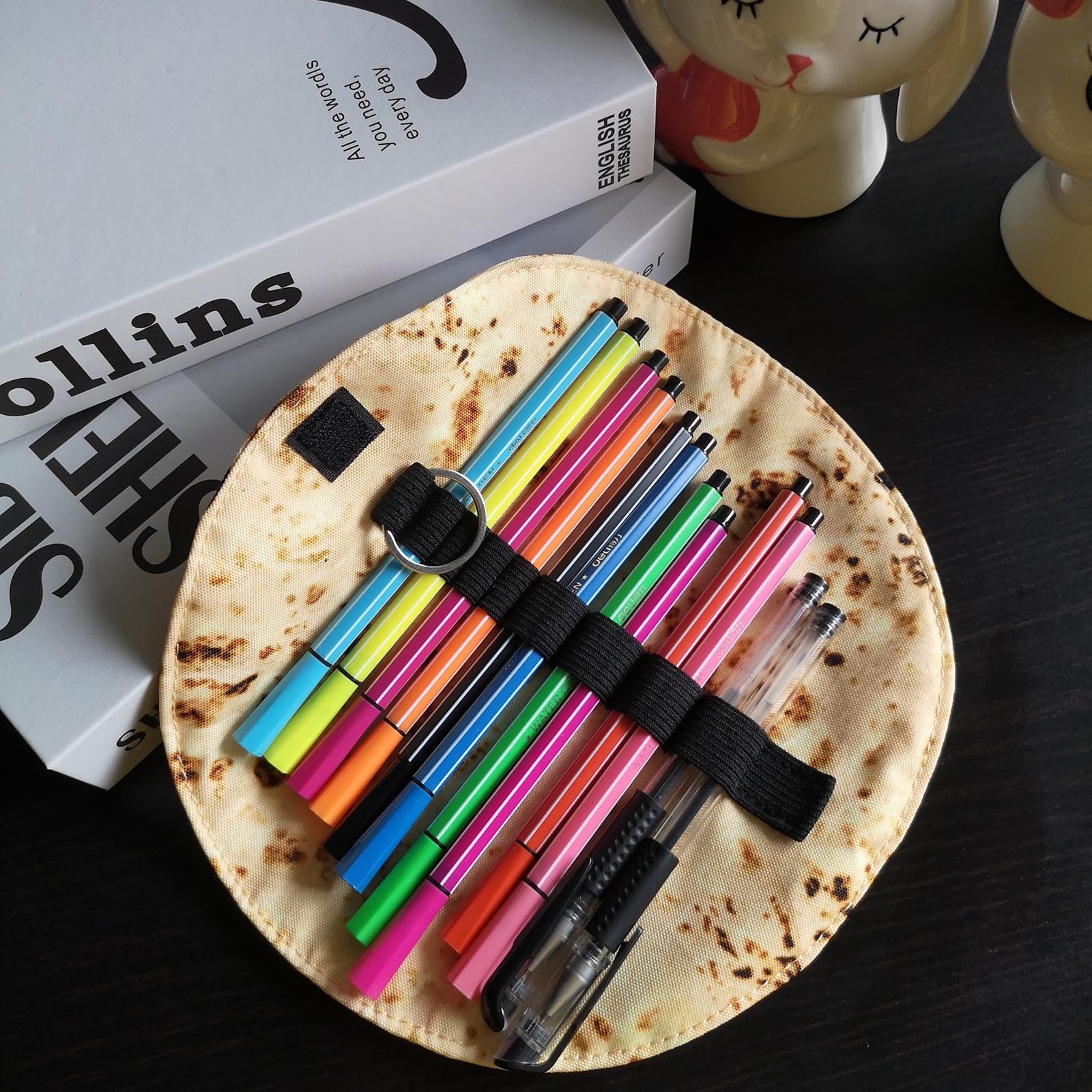 WONIU Creative Burrito Tortilla Pen Pencil Case - Funny Stationery Organizer for Makeup Brushes, Art Supplies & School Essentials | Portable Roll-Up Pouch for Travel, Office & Classroom Use