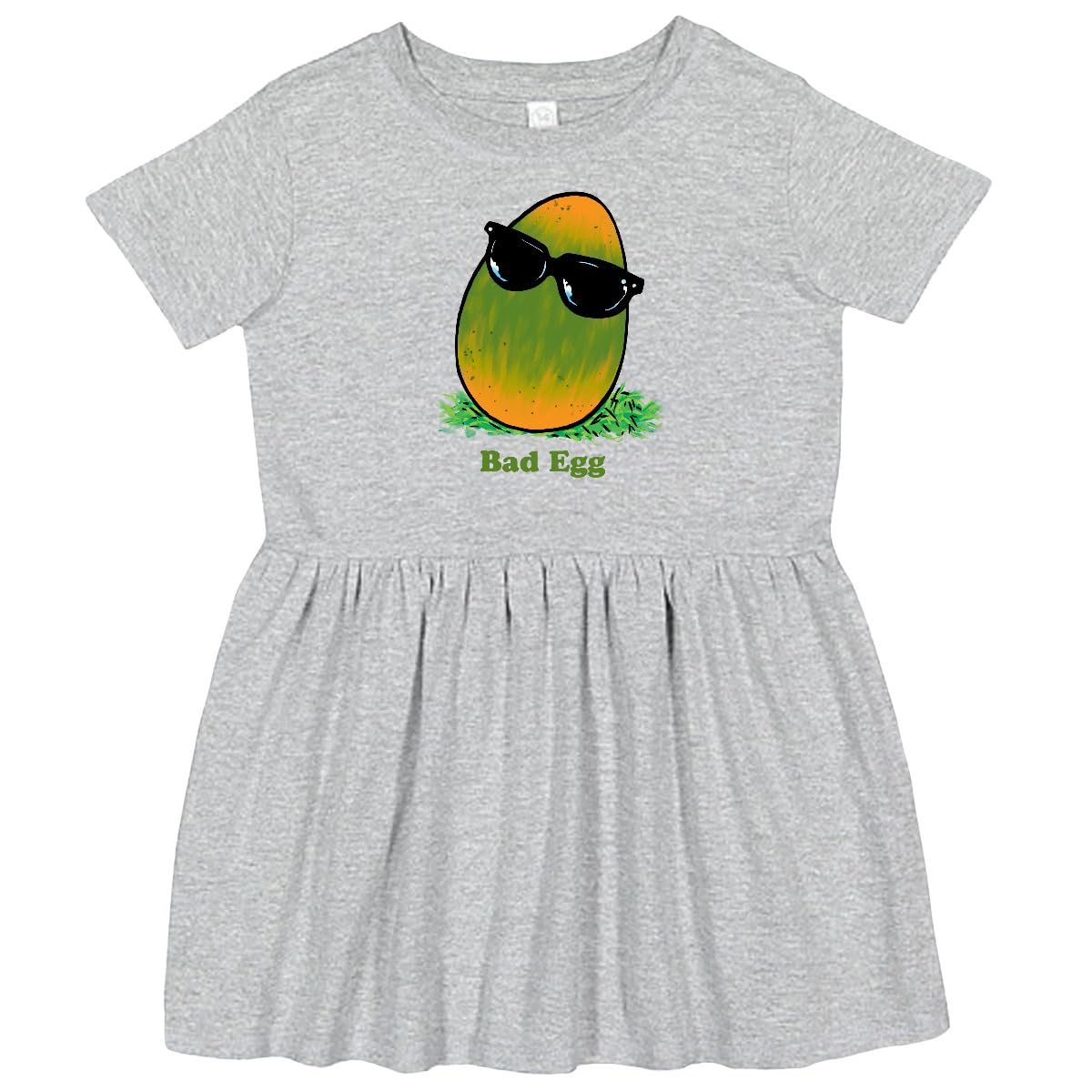 Inktastic Easter Green and Yellow Bad Egg with Sunglasses Toddler Dress - Cute Easter Outfit for Baby Girls & Boys - Perfect for Easter Egg Hunts, Spring Photos & Holiday Celebrations