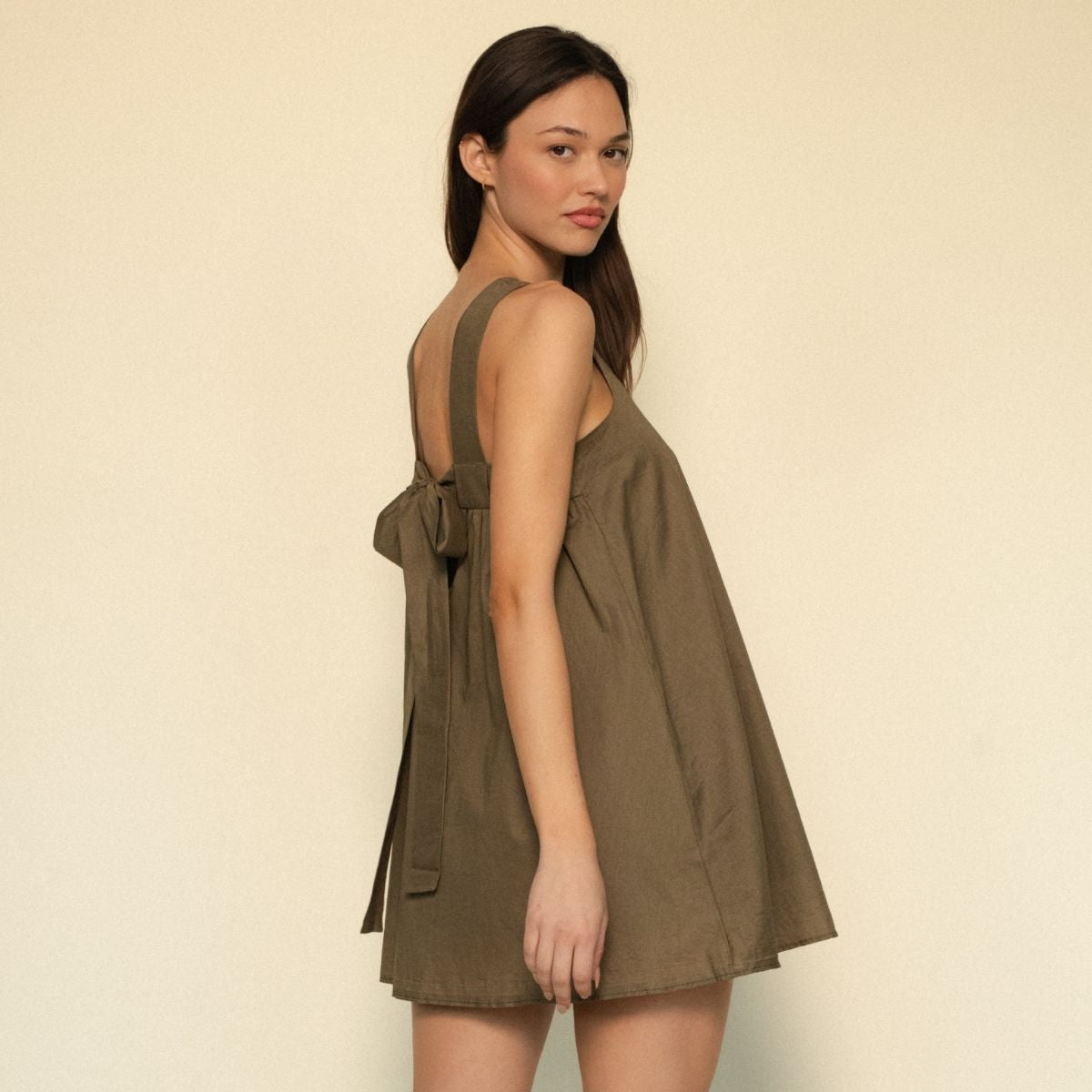 Hannah Women's Khaki Dress - Casual Summer Midi Dress with Pockets, Perfect for Beach, Vacation, and Everyday Wear