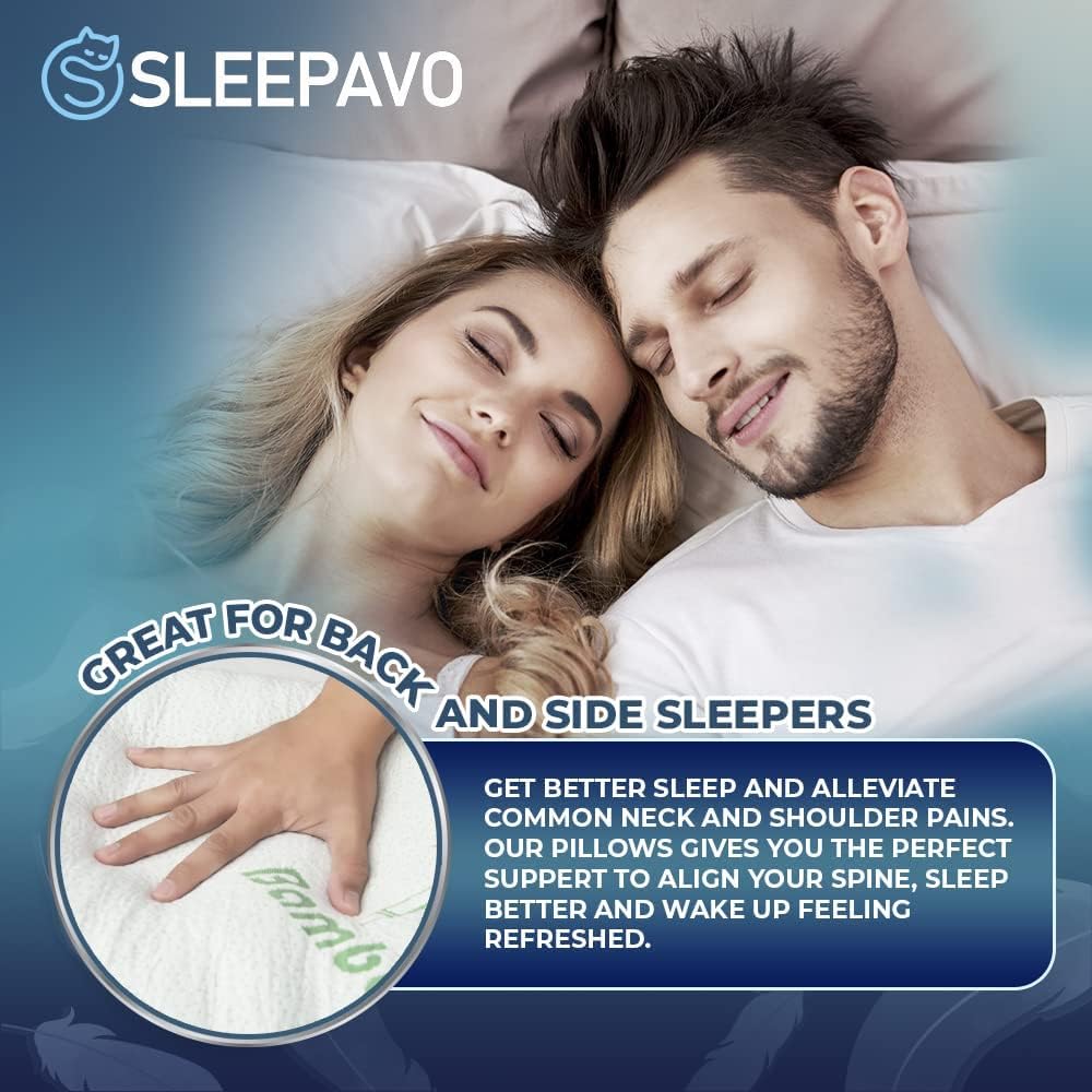 Cooling Shredded Memory Foam Pillows Queen Size - Medium Firm Support for Stomach, Back & Side Sleepers - Breathable Bed Pillow Set (Pack of 2) | Perfect for Hot Sleepers, Neck Pain Relief & Better Sleep Quality
