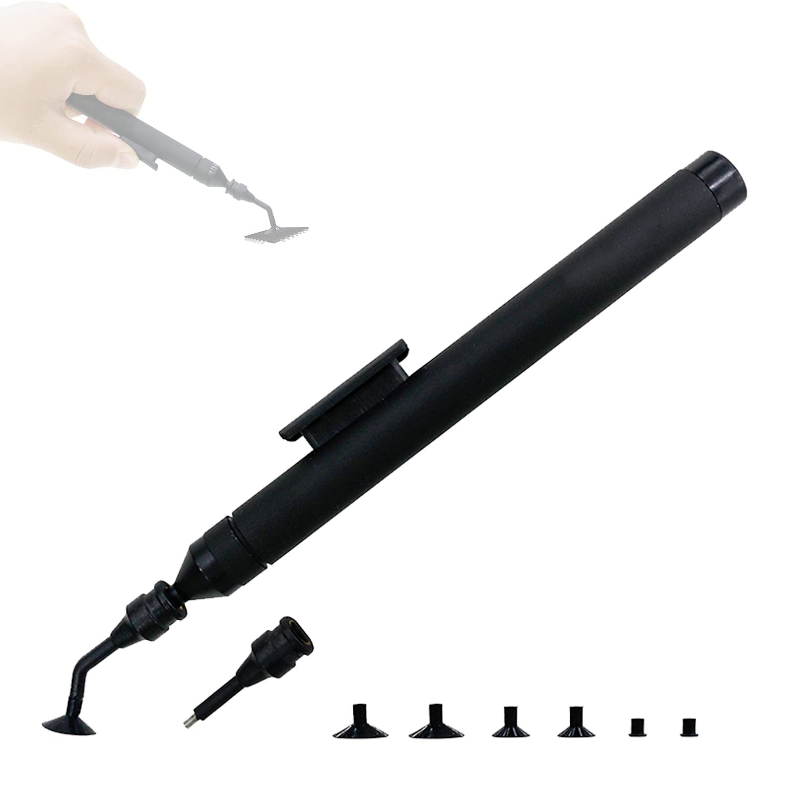Anti-Static Vacuum Pen for Electronics - Manual Suction Tool with 6 Replaceable Tips for IC/SMD Components | Perfect for PCB Repair, Jewelry Making & Small Parts Handling