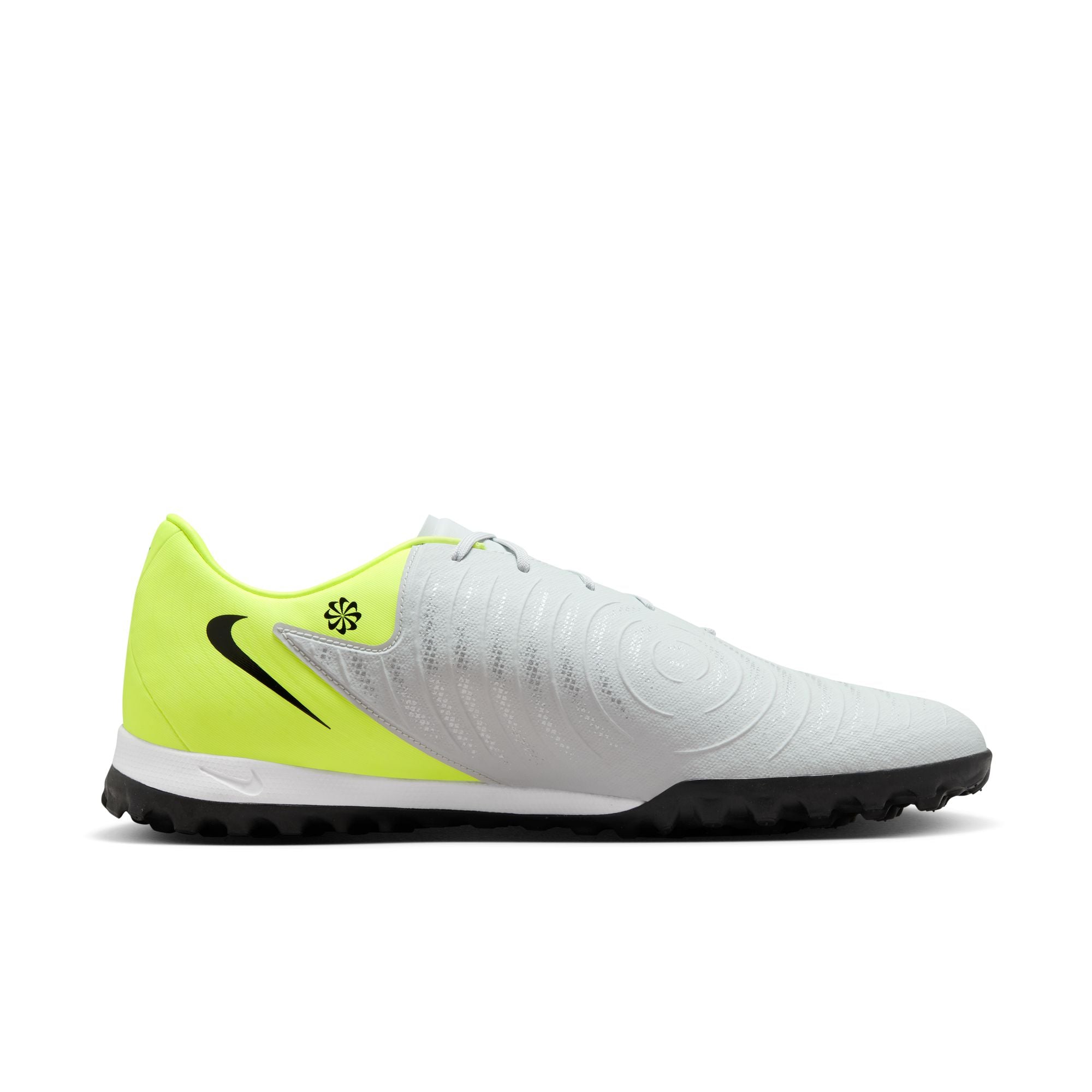 Nike Phantom GX 2 Academy TF Turf Soccer Shoes for Men - Metallic Silver/Black/Volt - Artificial Grass Football Cleats for Indoor & Outdoor Training, Games, and Matches